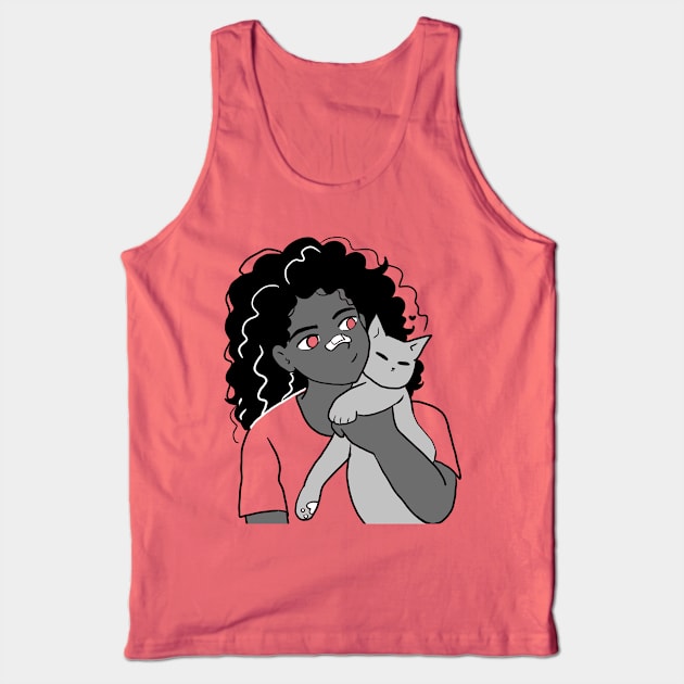 Cute girl holding gray kitten Tank Top by Mayarart